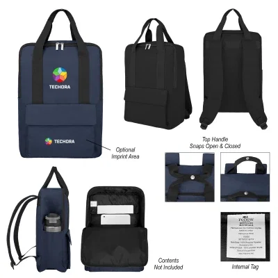 Black laptop backpack made from recycled polyester