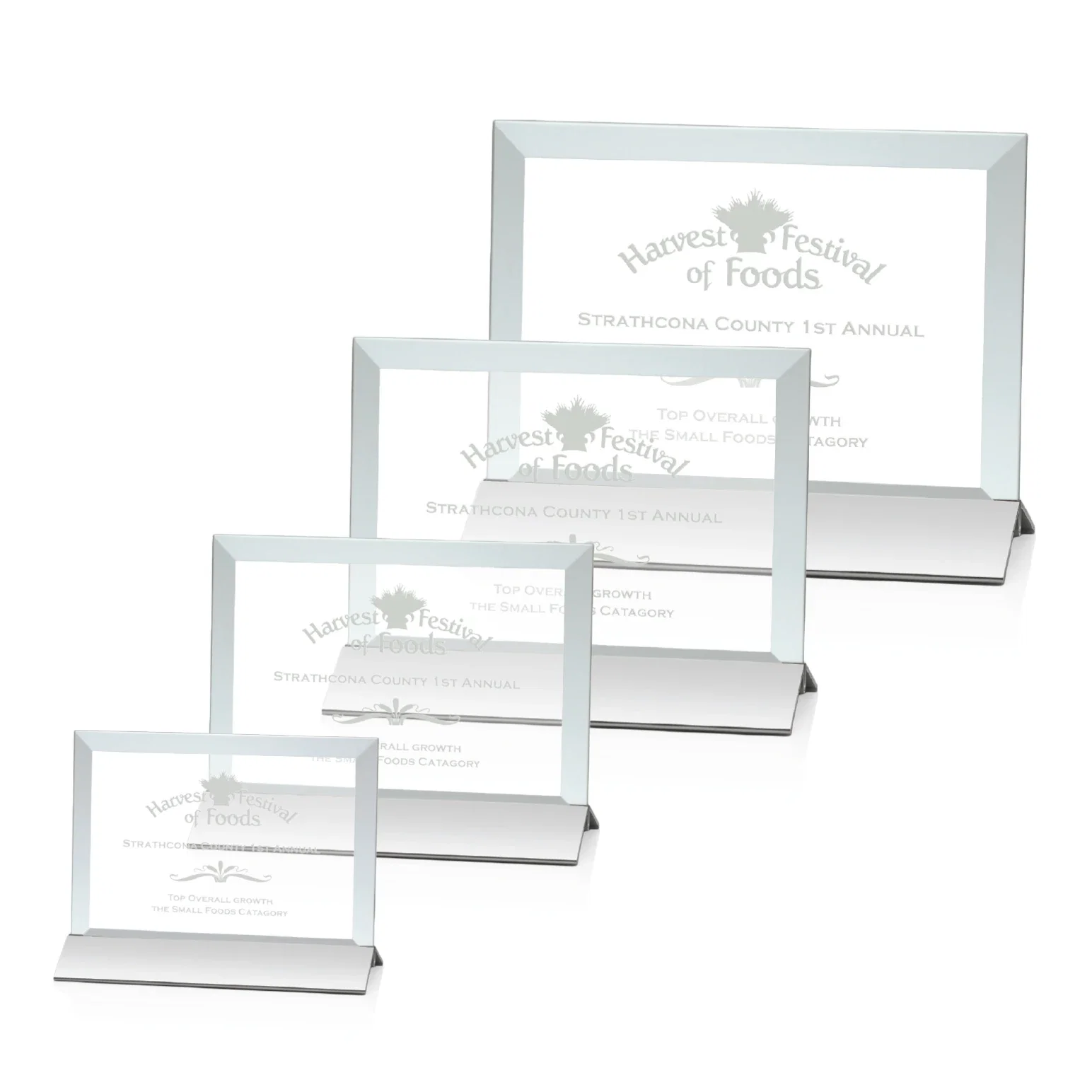 Custom Jade Glass Horizontal Award In Silver Aluminum Base for employee recognition