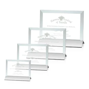 Jade Glass Horizontal Award In Silver Aluminum Base
