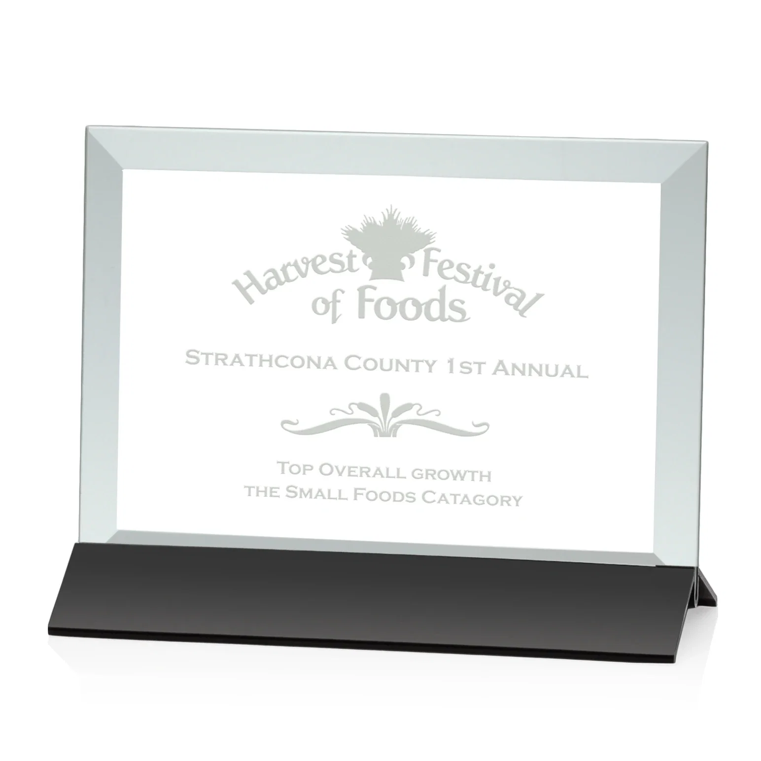 Custom Jade Glass Horizontal Award In Silver Aluminum Base for volunteer appreciation