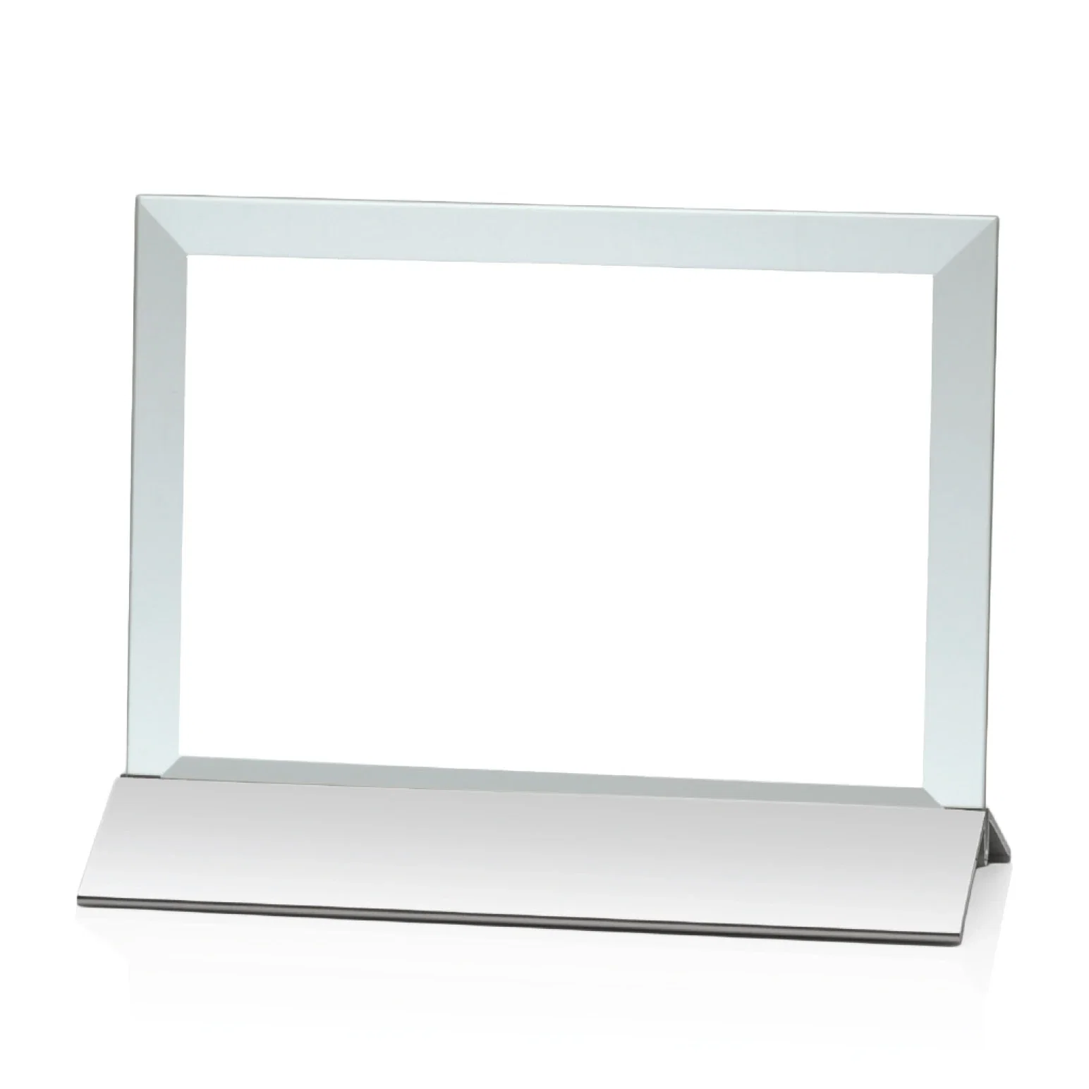 Personalized Jade Glass Horizontal Award In Silver Aluminum Base for employee recognition