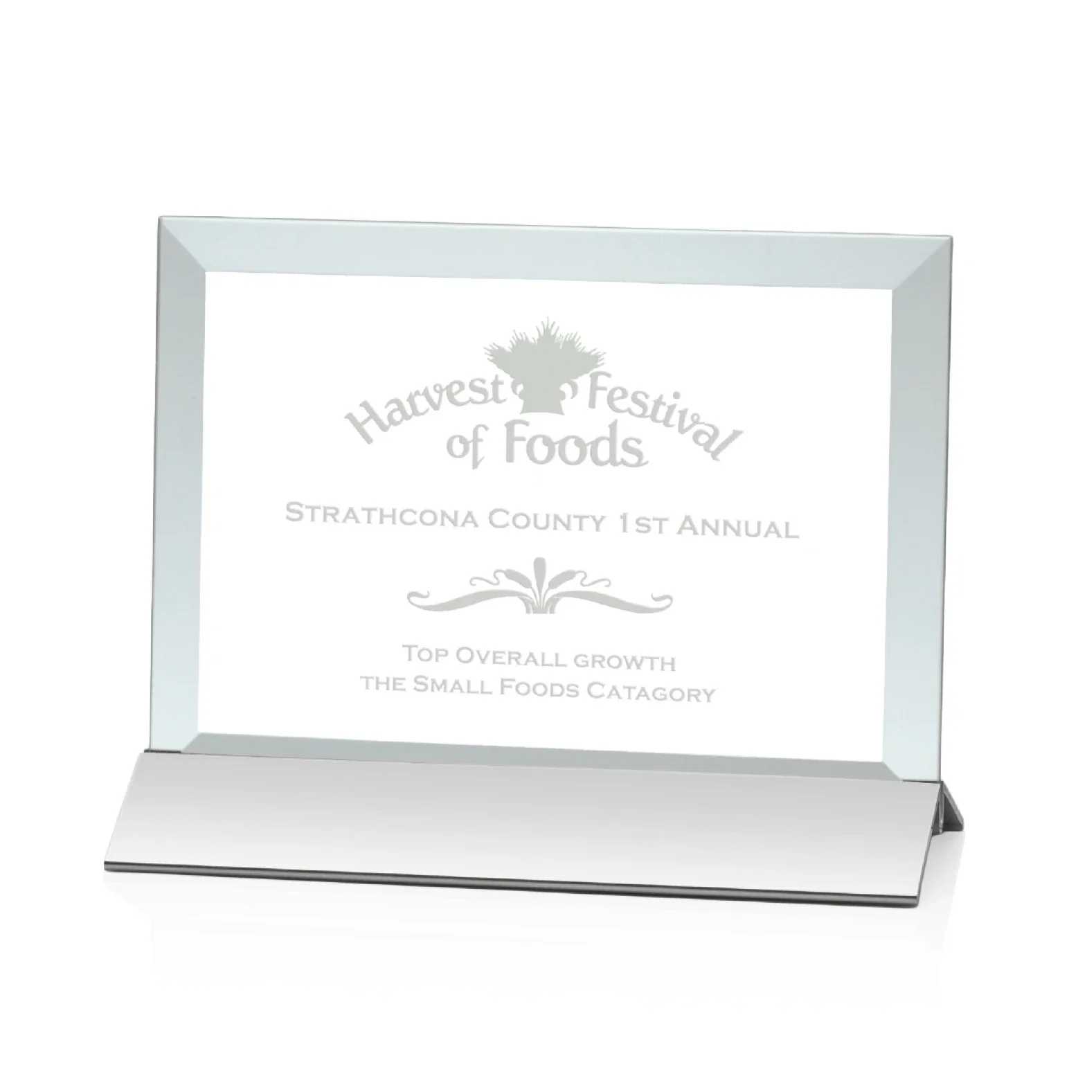 Custom Jade Glass Horizontal Award In Silver Aluminum Base for corporate award ceremonies