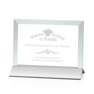 Jade Glass Horizontal Award In Silver Aluminum Base