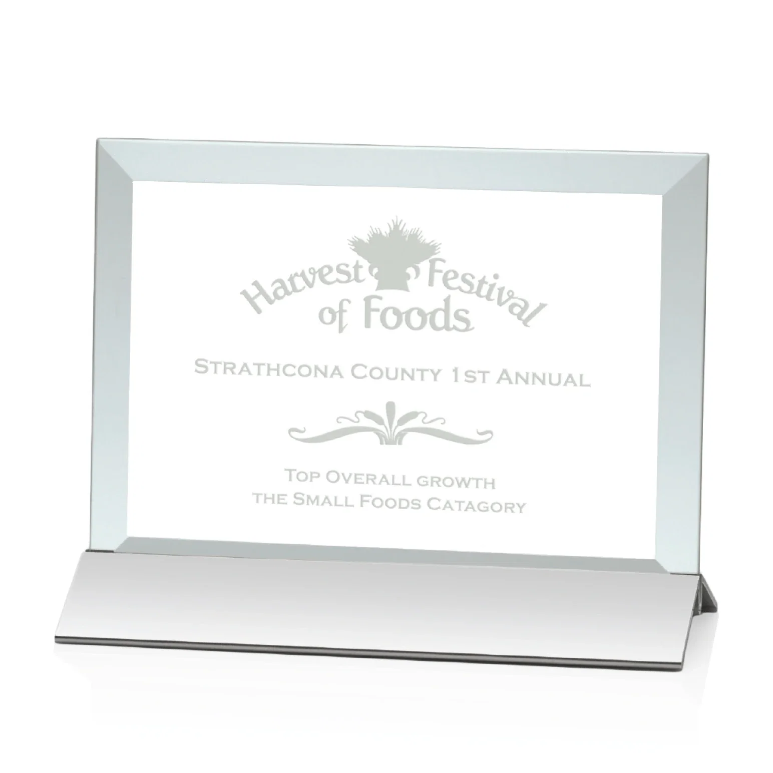 Custom Jade Glass Horizontal Award In Silver Aluminum Base for sales achievement awards