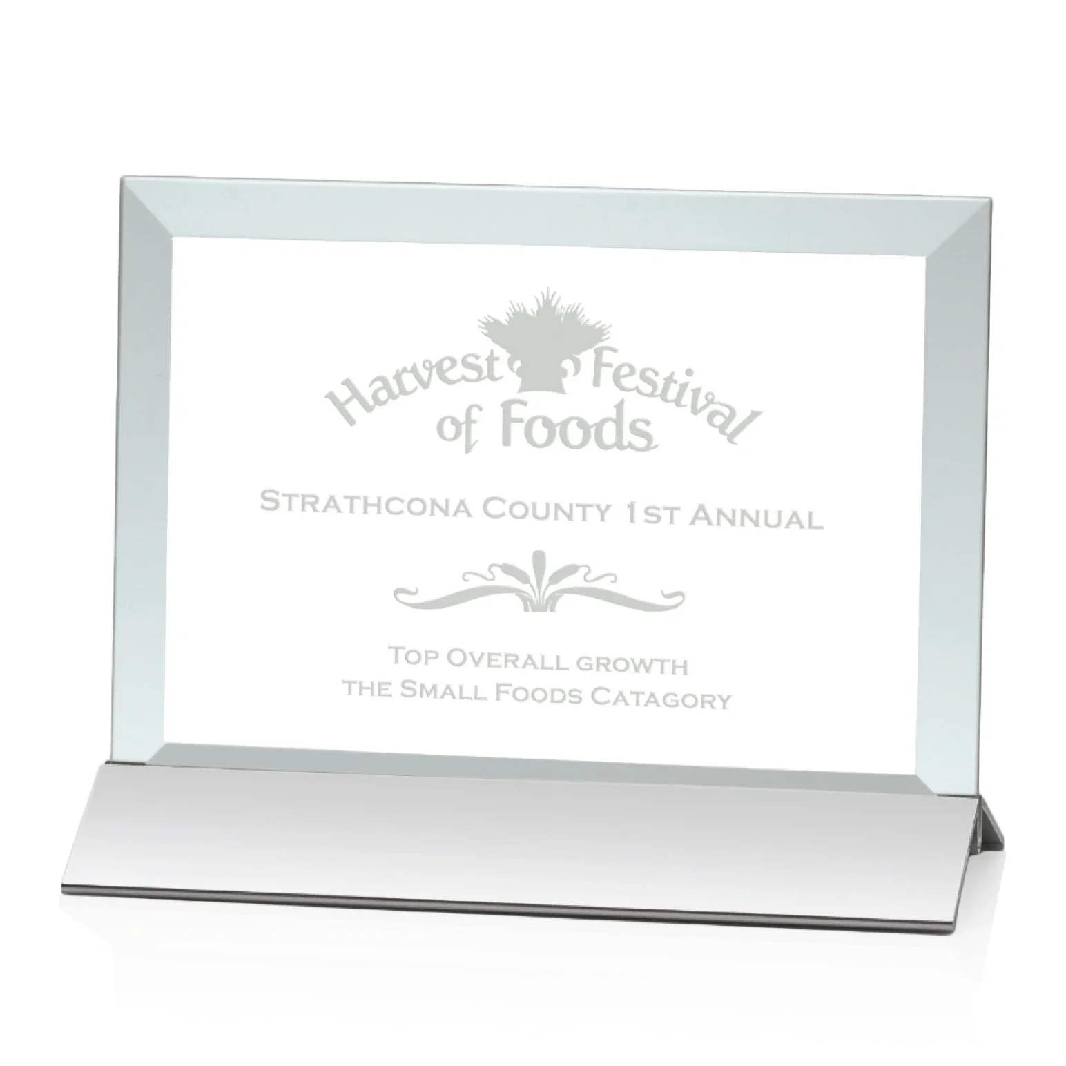 Custom Jade Glass Horizontal Award In Silver Aluminum Base for retirement presentations
