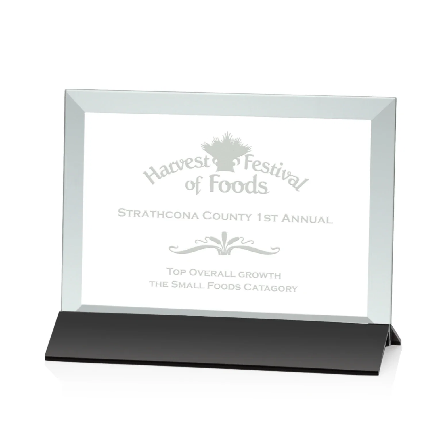 Custom Jade Glass Horizontal Award In Silver Aluminum Base for donor appreciation
