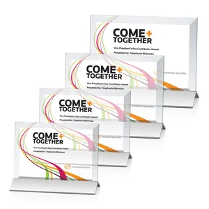 Starfire Crystal Award, Horizontal Rectangle on Matte Silver Base