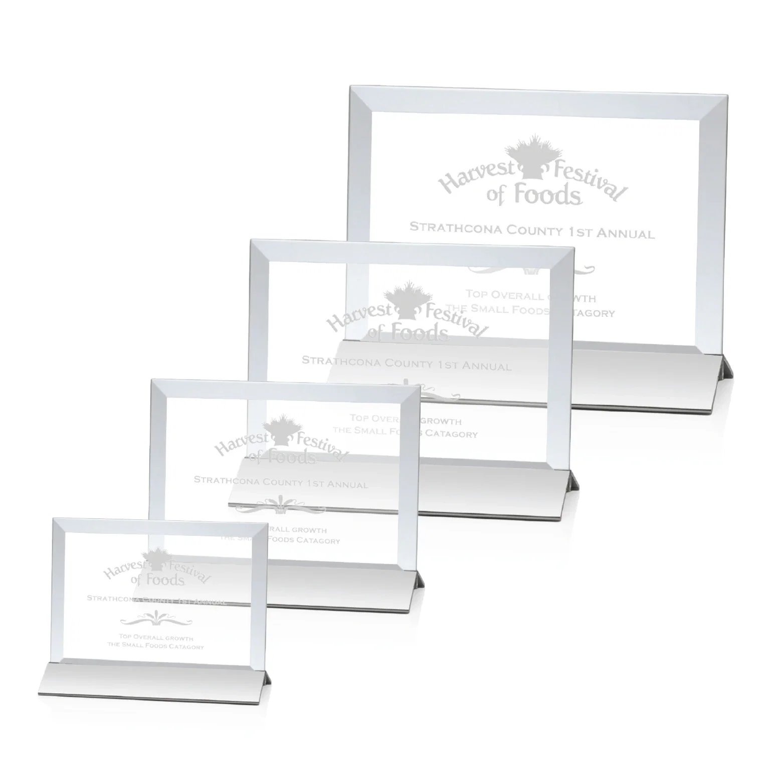 Custom Starfire Crystal Award, Horizontal Rectangle on Matte Silver Base, awards for dealer and partner awards