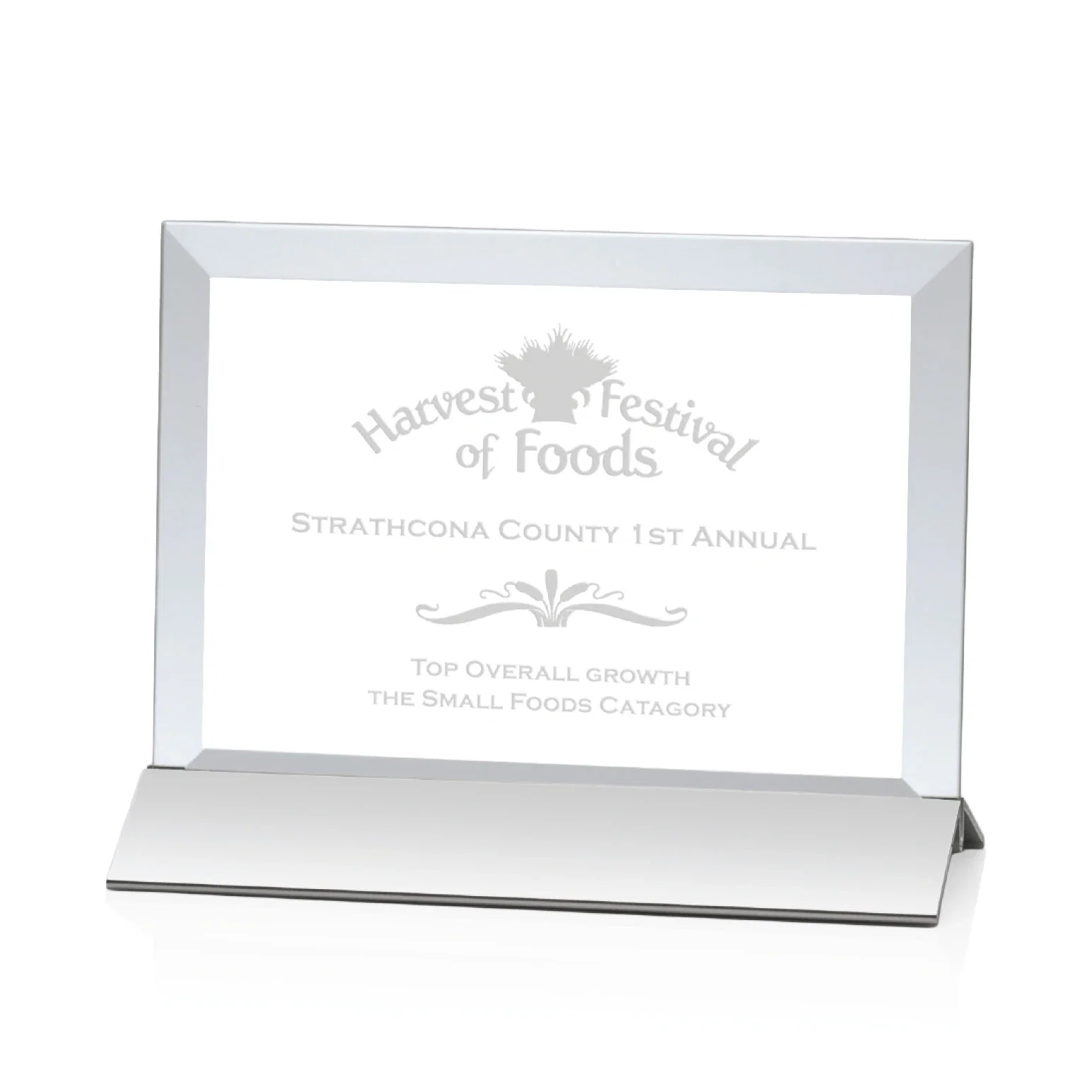 Custom Starfire Crystal Award, Horizontal Rectangle on Matte Silver Base, awards for company anniversary events