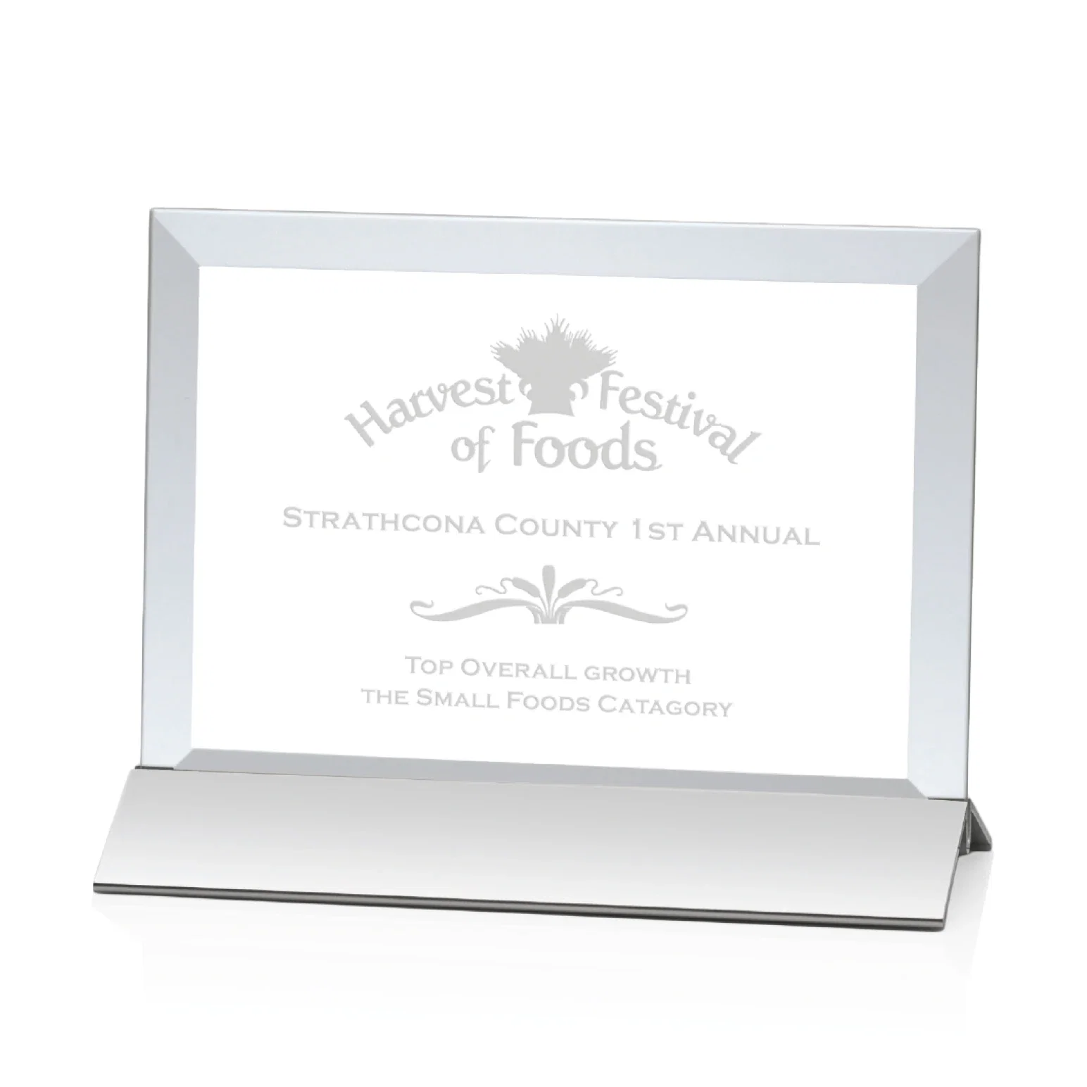 Personalized Starfire Crystal Award, Horizontal Rectangle on Matte Silver Base, awards for employee recognition