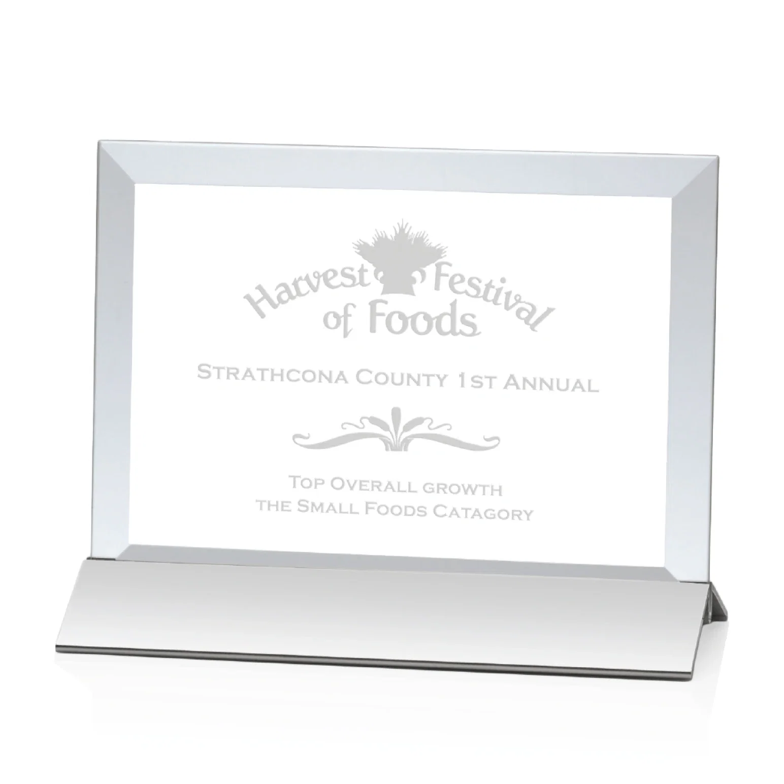 Personalized Starfire Crystal Award, Horizontal Rectangle on Matte Silver Base, awards for corporate award ceremonies