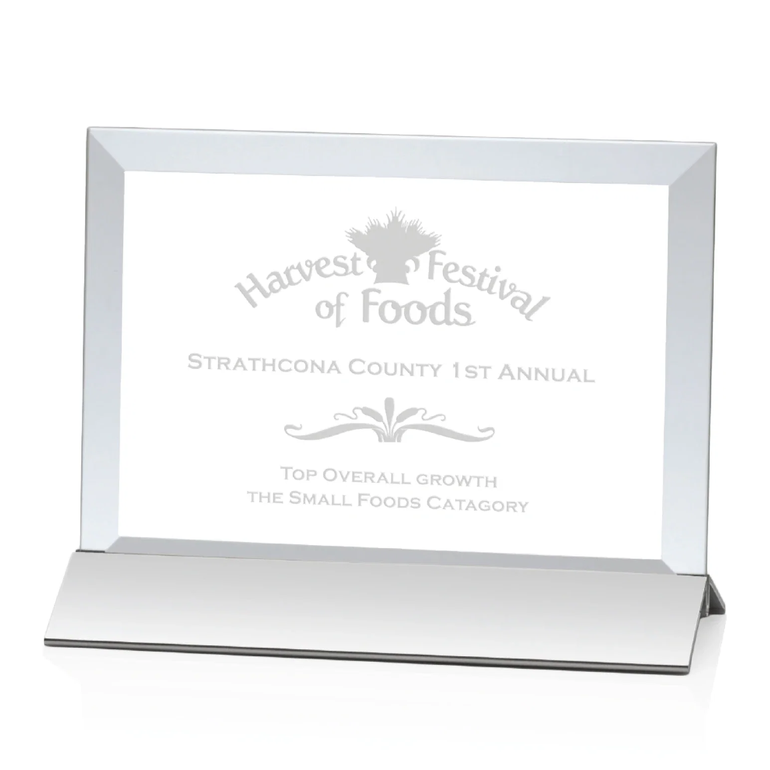 Personalized Starfire Crystal Award, Horizontal Rectangle on Matte Silver Base, awards for service anniversary gifts