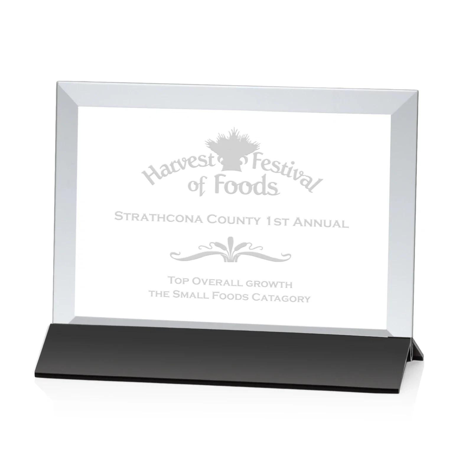 Personalized Starfire Crystal Award, Horizontal Rectangle on Matte Silver Base, awards for donor appreciation
