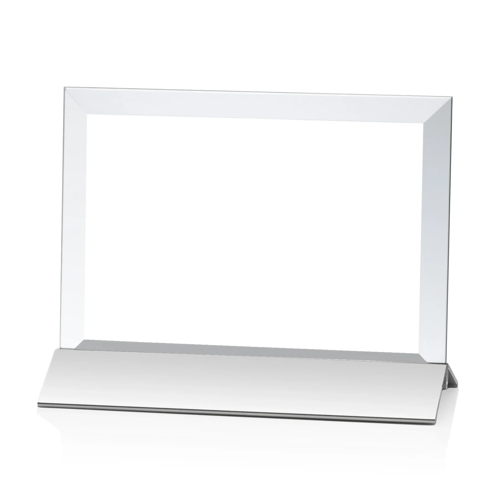 Personalized Starfire Crystal Award, Horizontal Rectangle on Matte Silver Base, awards for company anniversary events