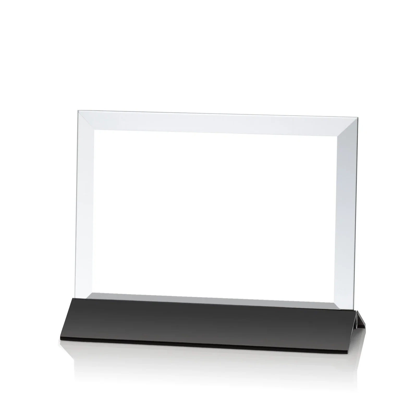 Promotional Starfire Crystal Award, Horizontal Rectangle on Matte Silver Base, awards for employee recognition