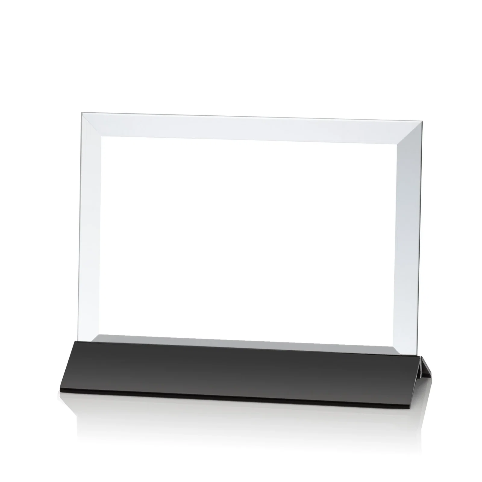 Promotional Starfire Crystal Award, Horizontal Rectangle on Matte Silver Base, awards for corporate award ceremonies
