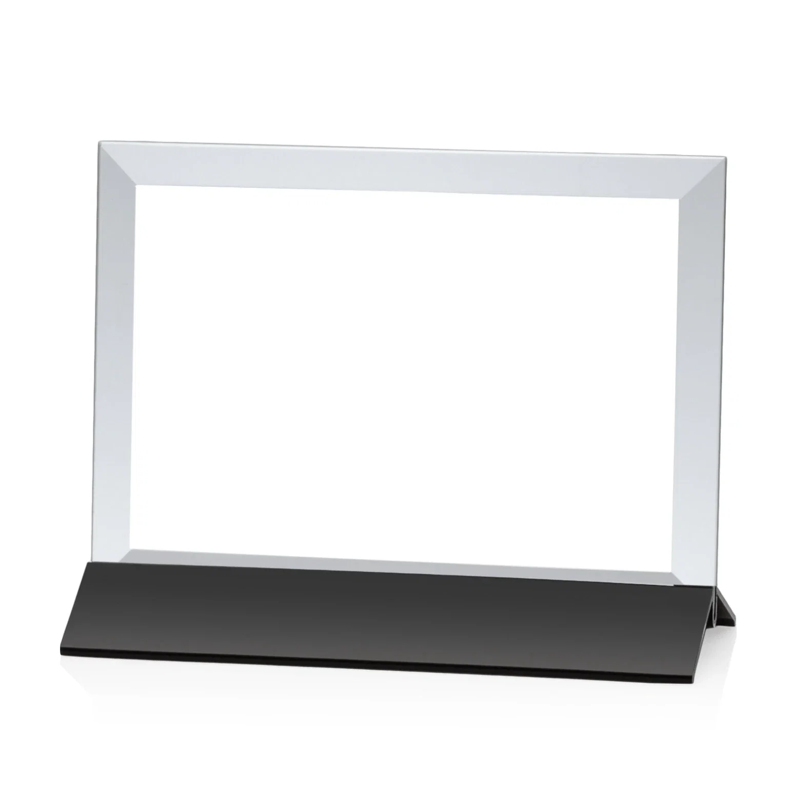 Promotional Starfire Crystal Award, Horizontal Rectangle on Matte Silver Base, awards for dealer and partner awards