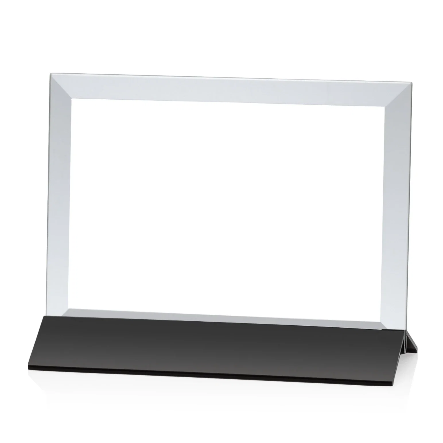 Promotional Starfire Crystal Award, Horizontal Rectangle on Matte Silver Base, awards for company anniversary events
