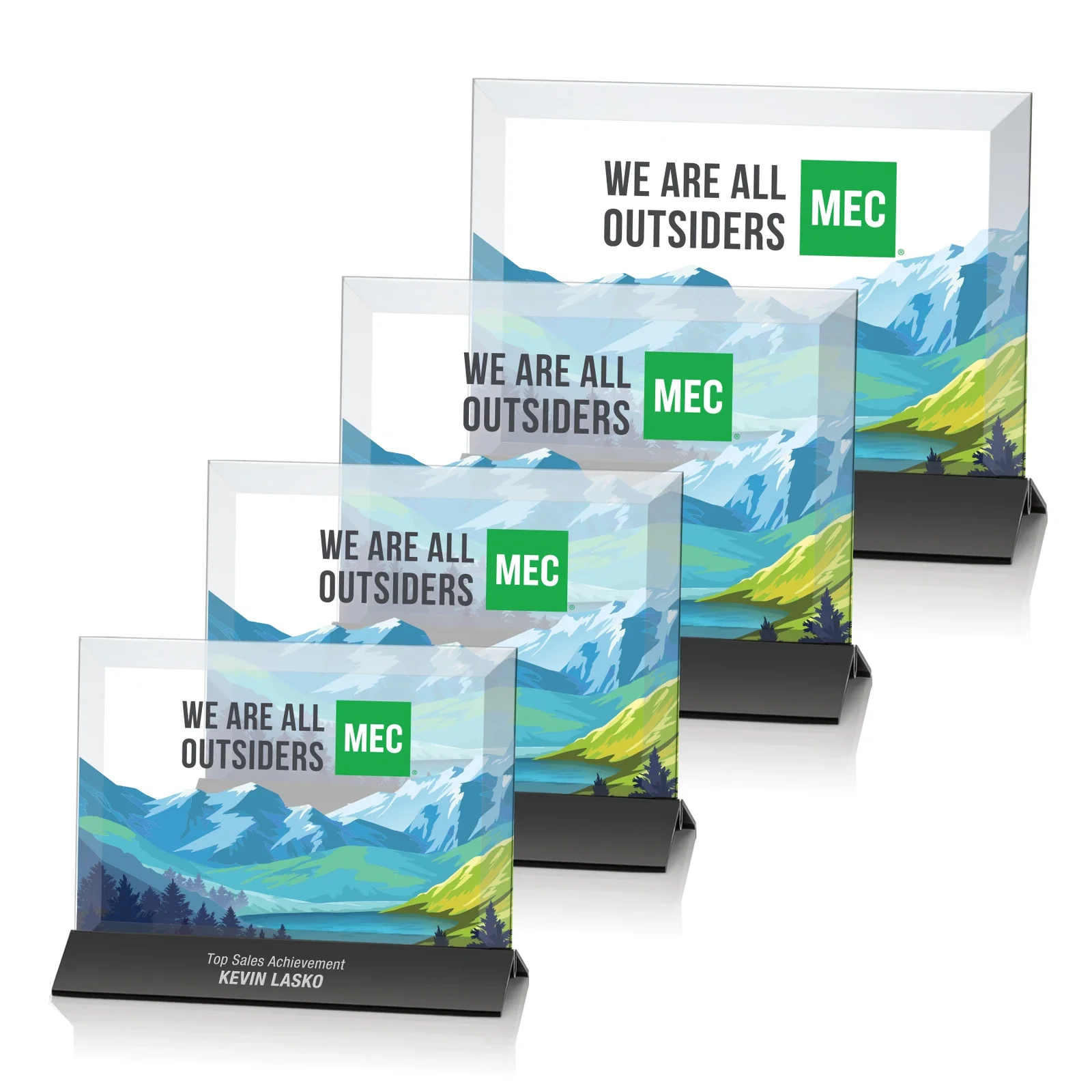 Custom Starfire Crystal Award, Horizontal Rectangle on Matte Silver Base, awards for team milestone celebrations