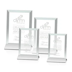 Jade Glass Vertical Award In Silver Aluminum Base