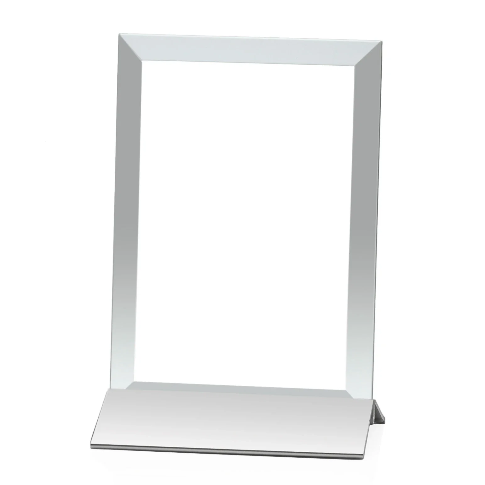 Personalized Jade Glass Vertical Award In Silver Aluminum Base for corporate award ceremonies