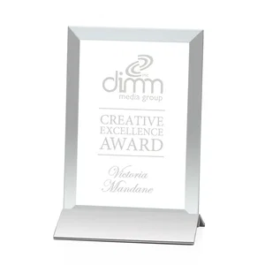 Jade Glass Vertical Award In Silver Aluminum Base