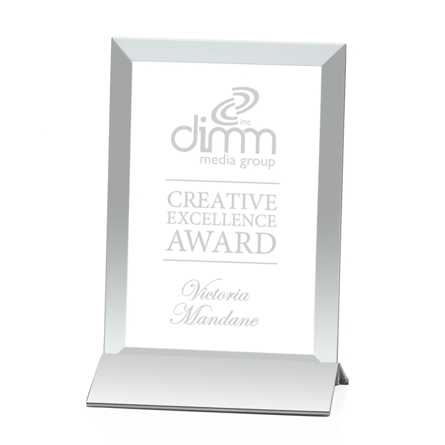 Custom Jade Glass Vertical Award In Silver Aluminum Base for sales achievement awards