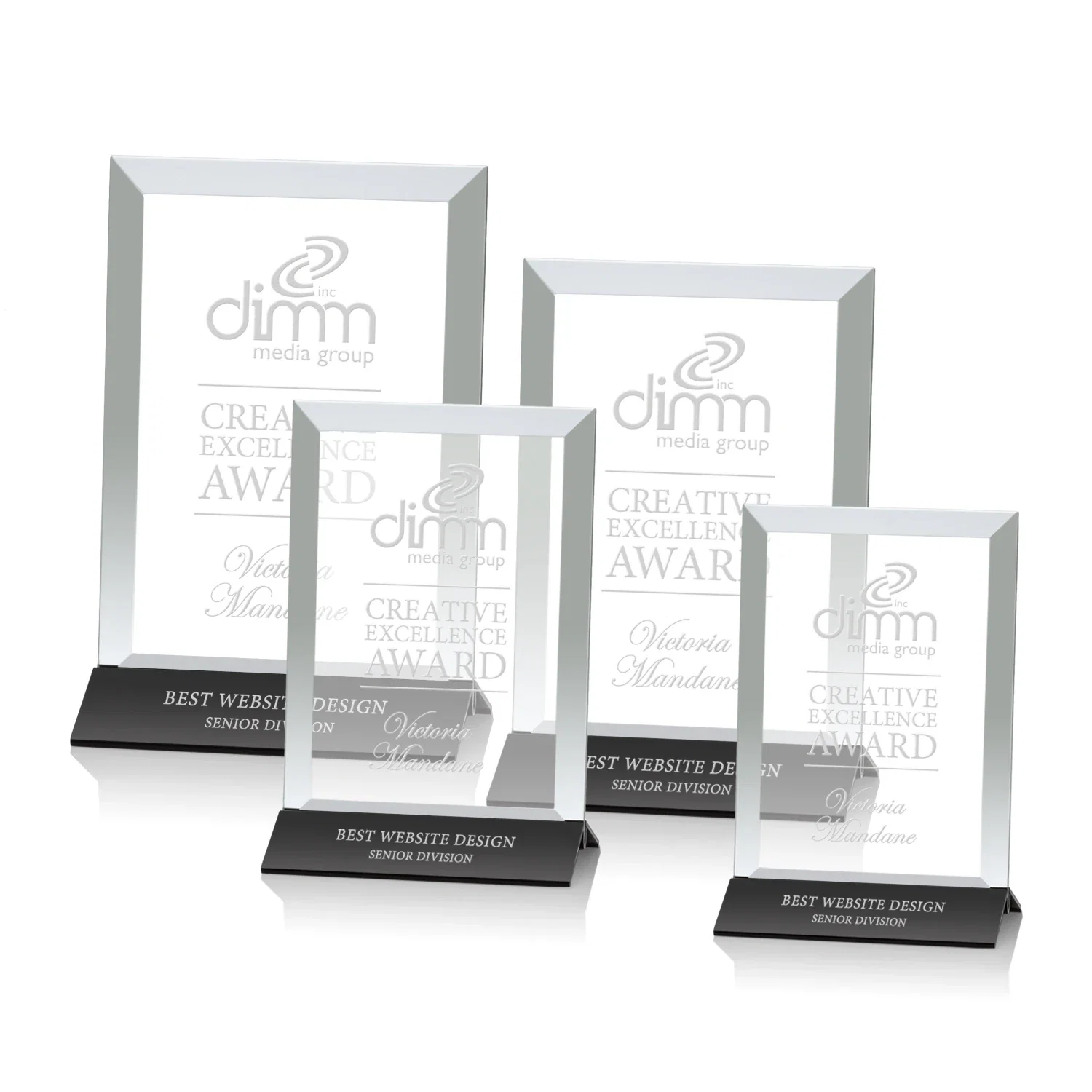 Custom Jade Glass Vertical Award In Silver Aluminum Base for team milestone celebrations
