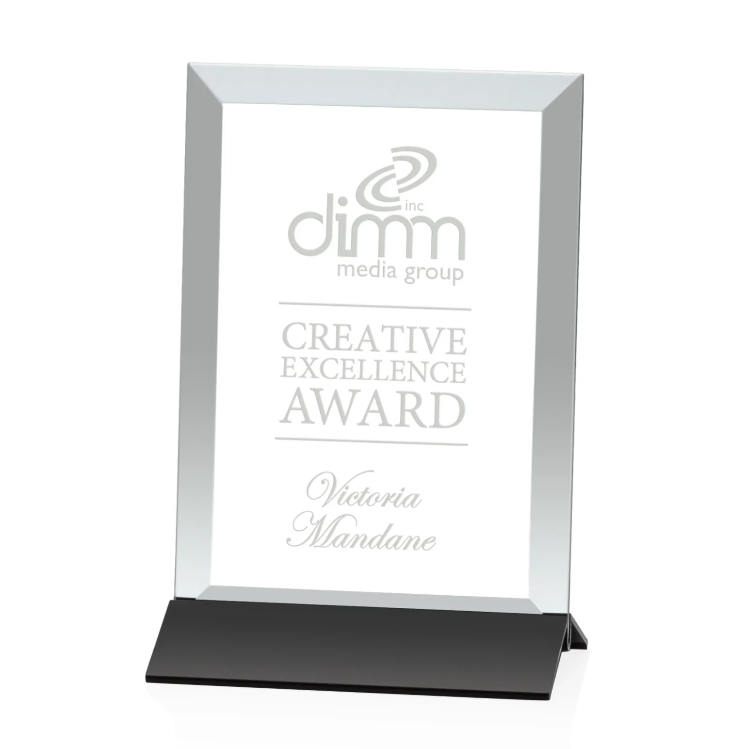 Custom Jade Glass Vertical Award In Silver Aluminum Base for safety achievement programs