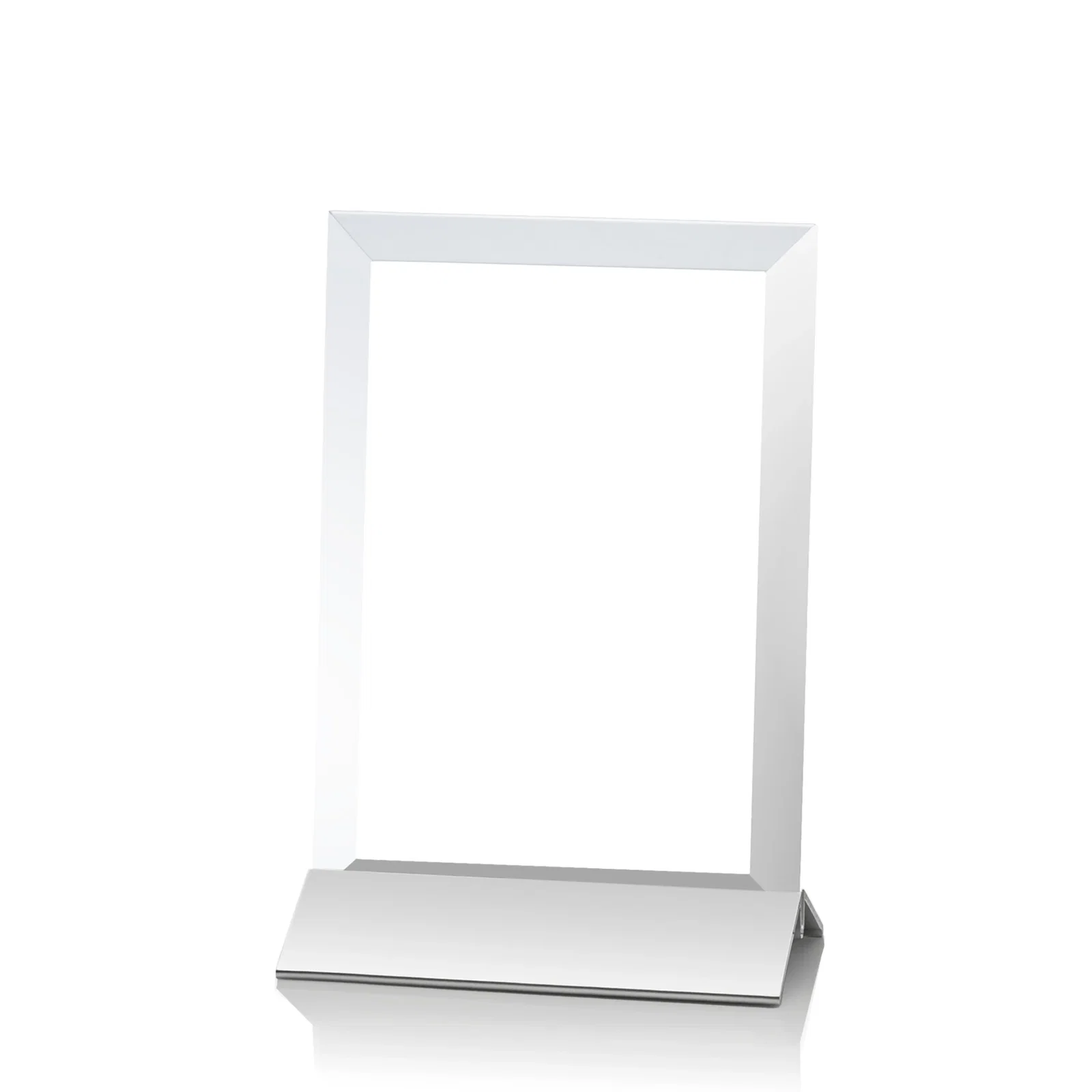 Personalized Starfire Crystal Award, Vertical Rectangle on Matte Silver Base, awards for safety achievement programs
