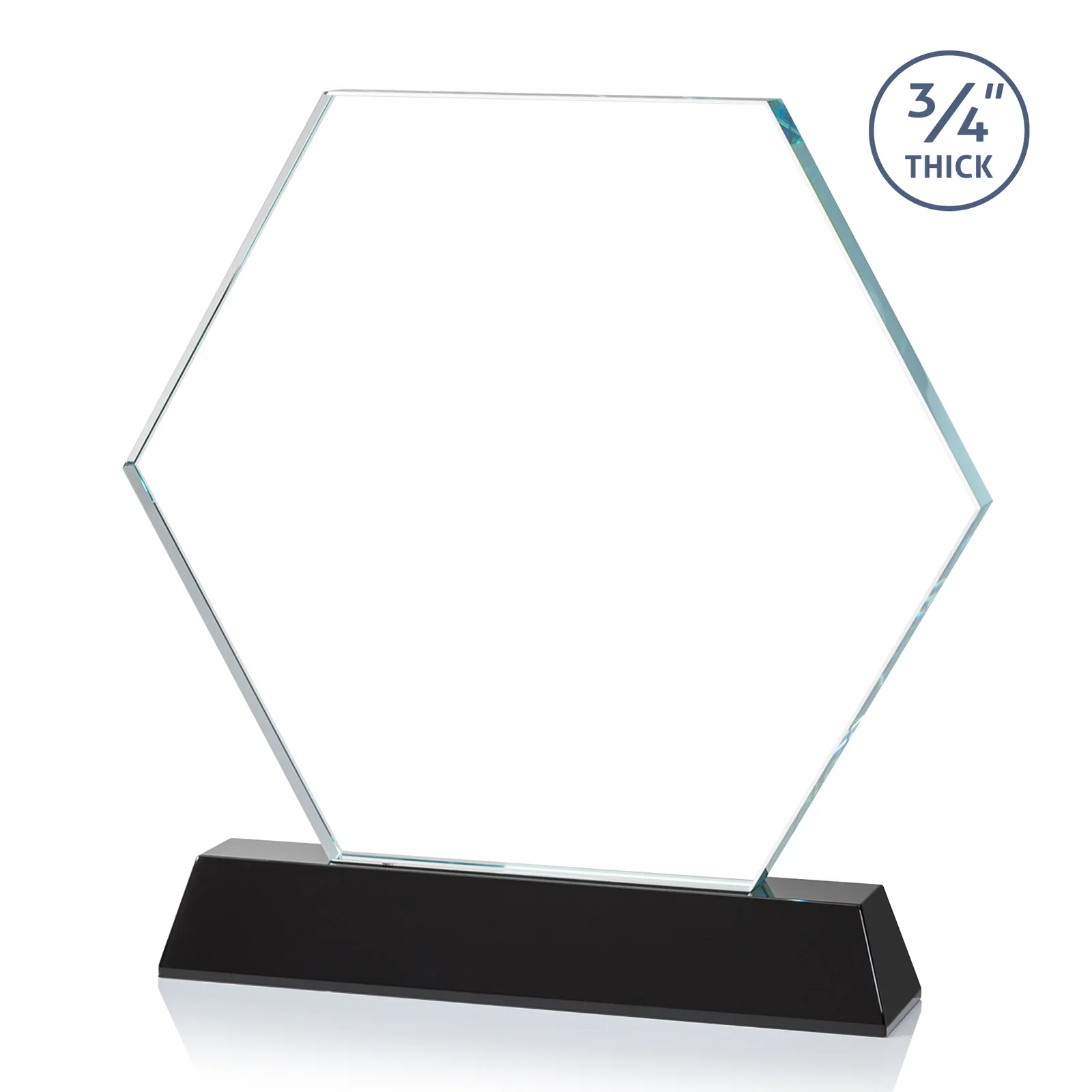 Custom Optical Crystal Hexagon Award on Tall Tapered Base, awards, with your logo for corporate award ceremonies