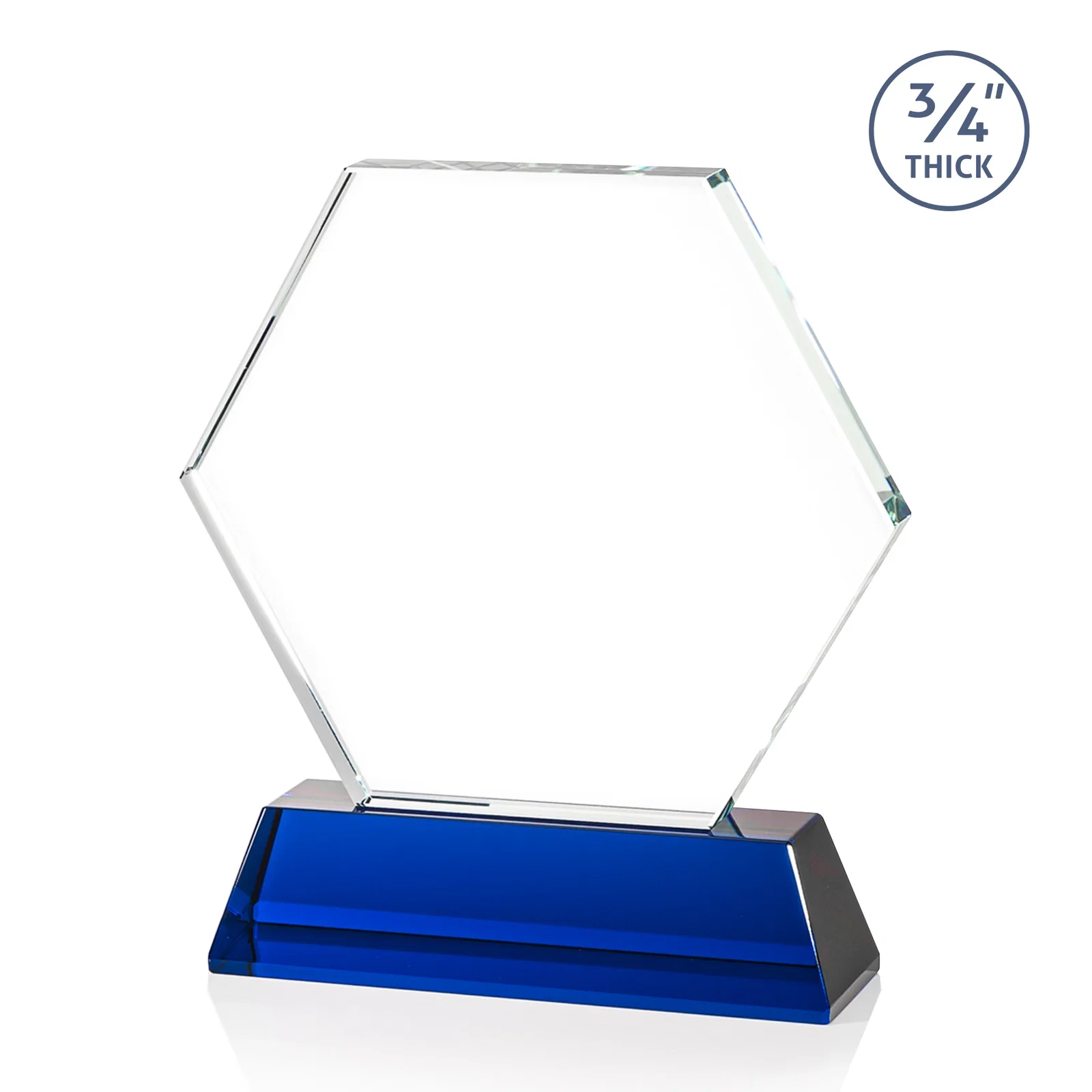 Custom Optical Crystal Hexagon Award on Tall Tapered Base, awards, with your logo for service anniversary gifts