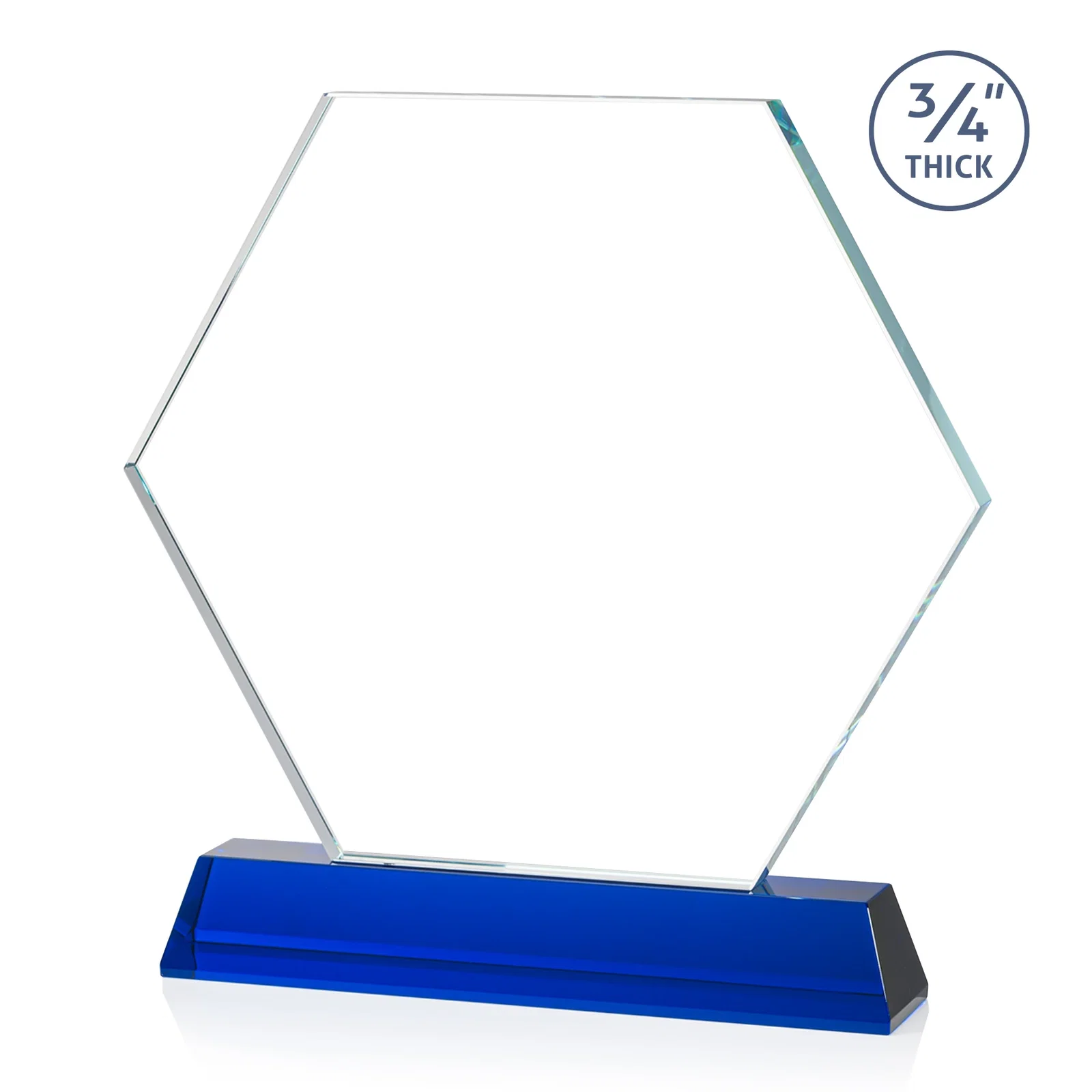 Custom Optical Crystal Hexagon Award on Tall Tapered Base, awards, with your logo for sales achievement awards