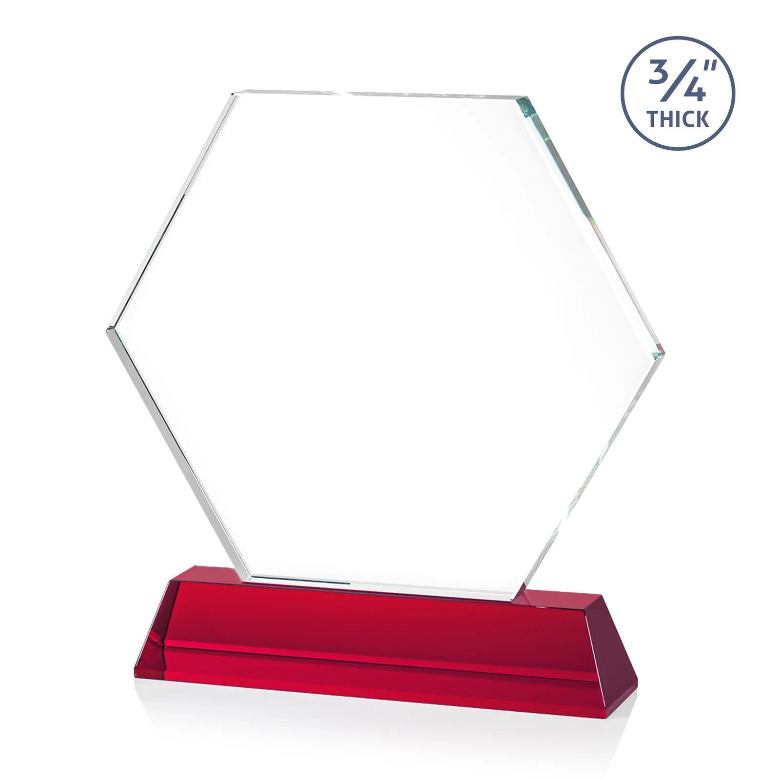 Custom Optical Crystal Hexagon Award on Tall Tapered Base, awards, with your logo for team milestone celebrations