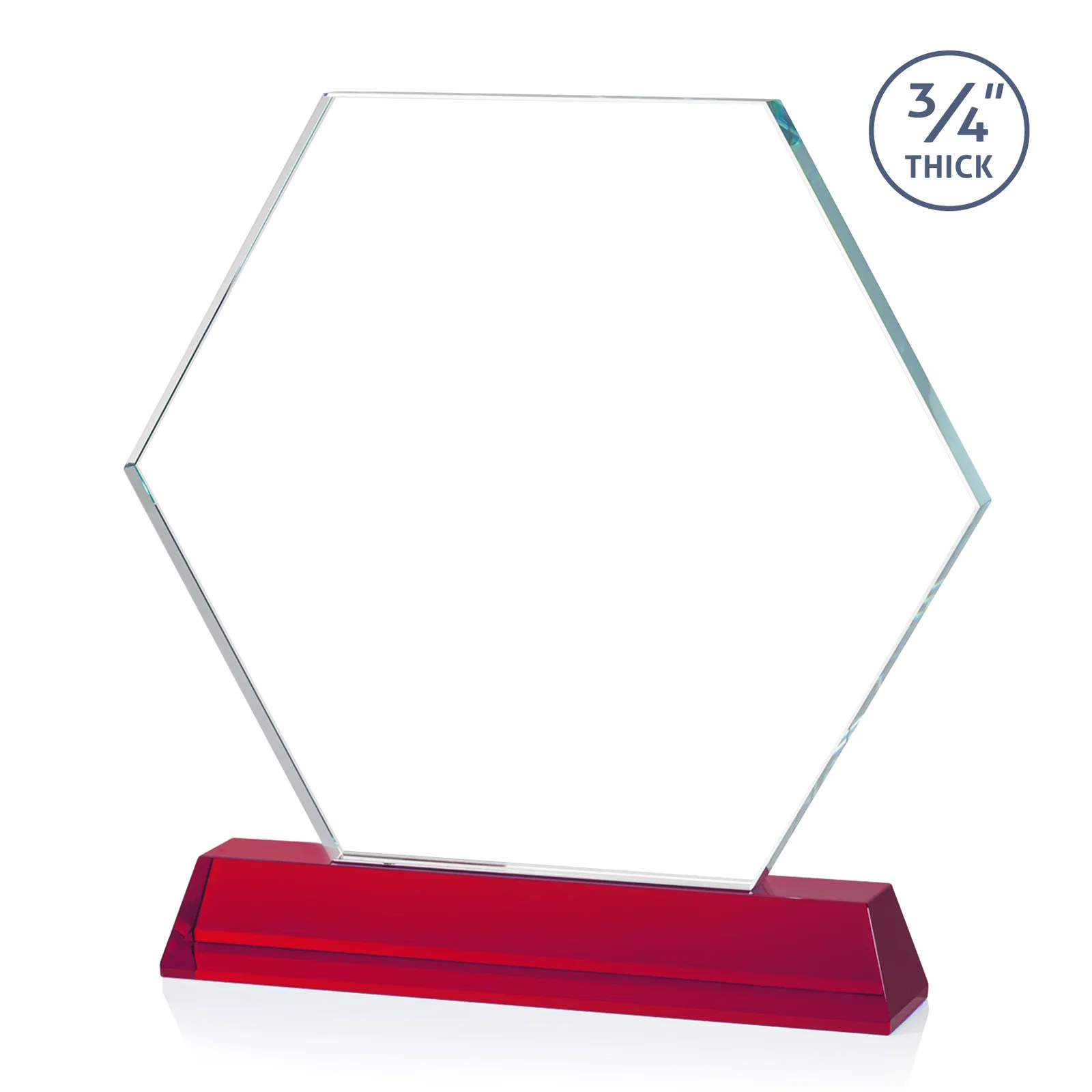 Custom Optical Crystal Hexagon Award on Tall Tapered Base, awards, with your logo for donor appreciation