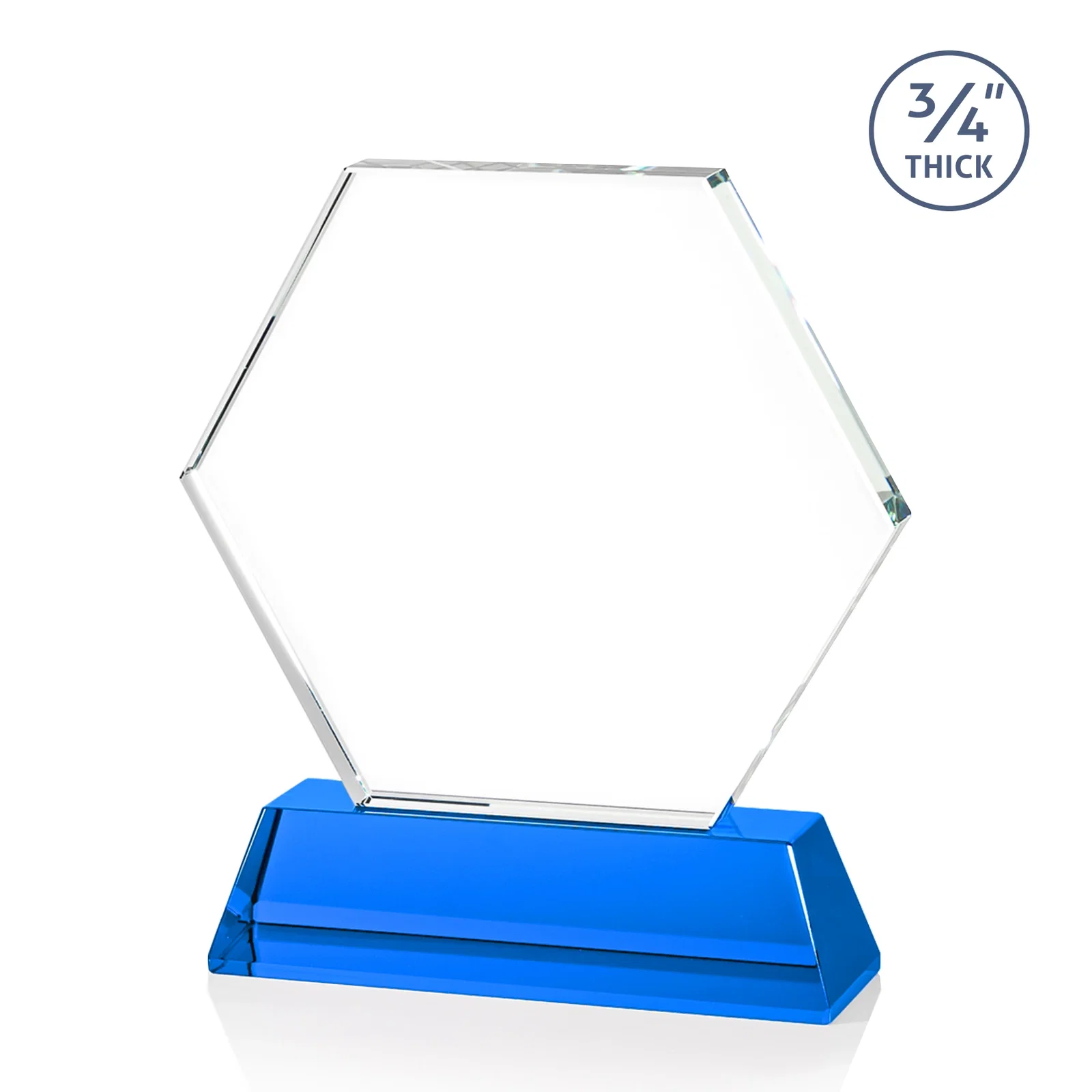 Custom Optical Crystal Hexagon Award on Tall Tapered Base, awards, with your logo for graduation ceremonies