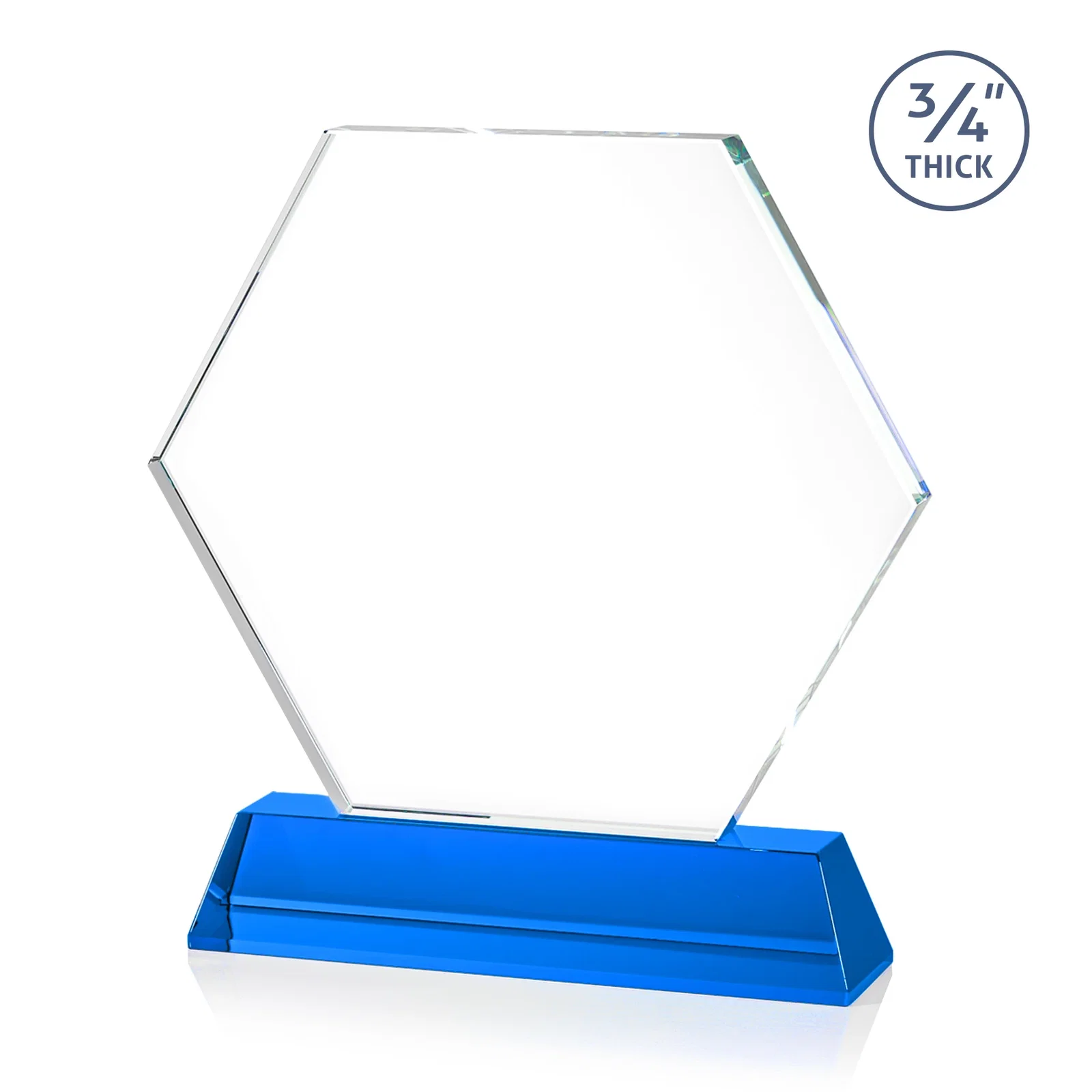 Custom Optical Crystal Hexagon Award on Tall Tapered Base, awards, with your logo for safety achievement programs