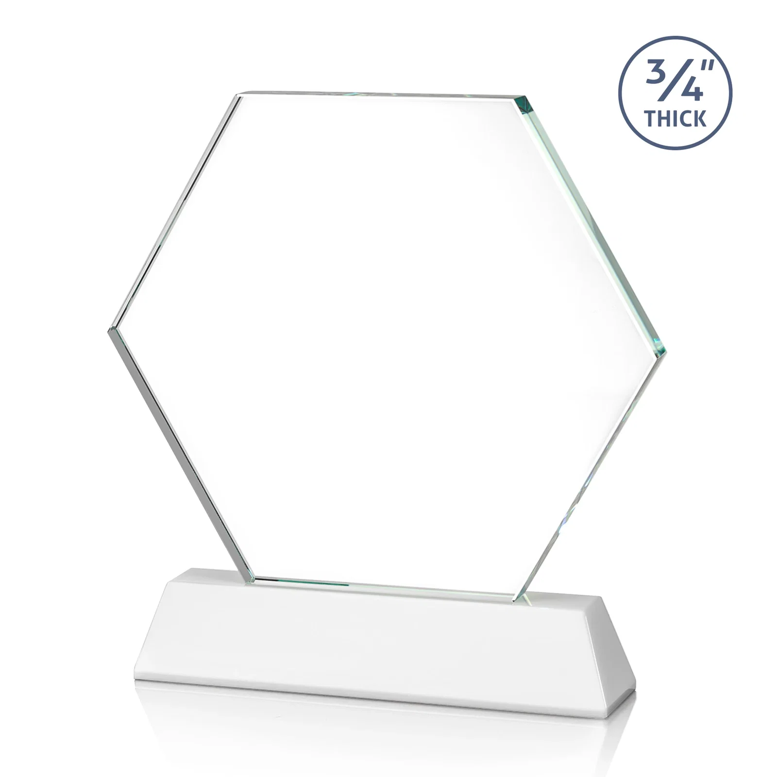 Custom Optical Crystal Hexagon Award on Tall Tapered Base, awards, with your logo for company anniversary events