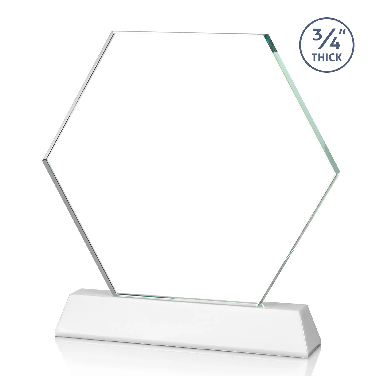 Personalized Optical Crystal Hexagon Award on Tall Tapered Base, awards, with your logo for employee recognition