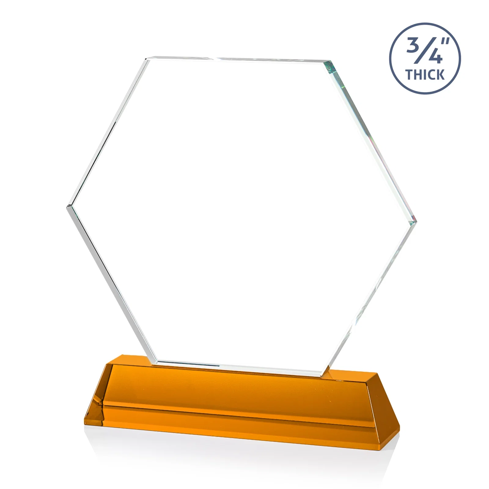 Personalized Optical Crystal Hexagon Award on Tall Tapered Base, awards, with your logo for sales achievement awards