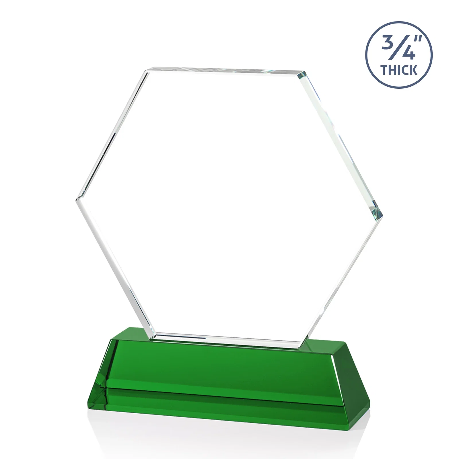 Personalized Optical Crystal Hexagon Award on Tall Tapered Base, awards, with your logo for team milestone celebrations