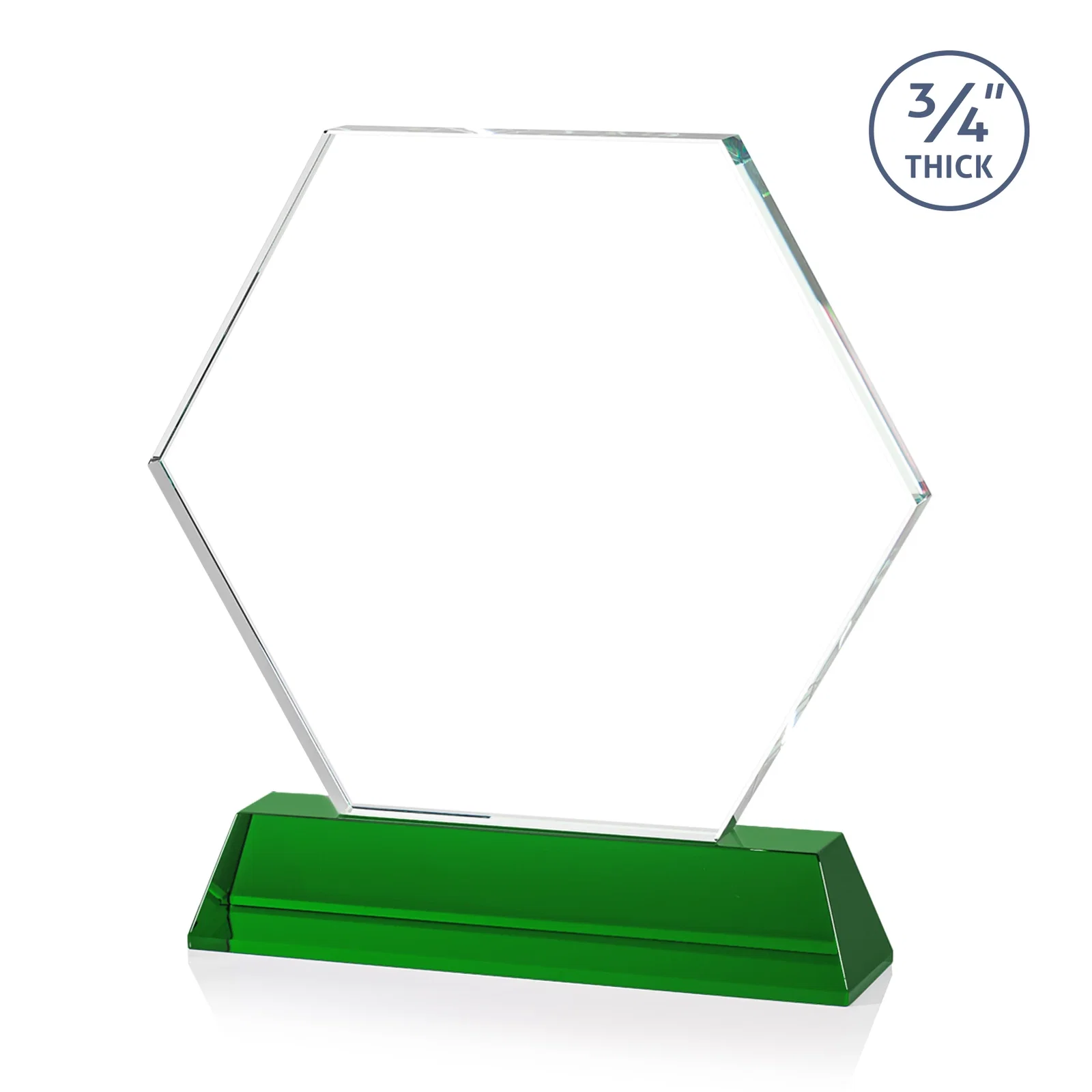 Personalized Optical Crystal Hexagon Award on Tall Tapered Base, awards, with your logo for donor appreciation