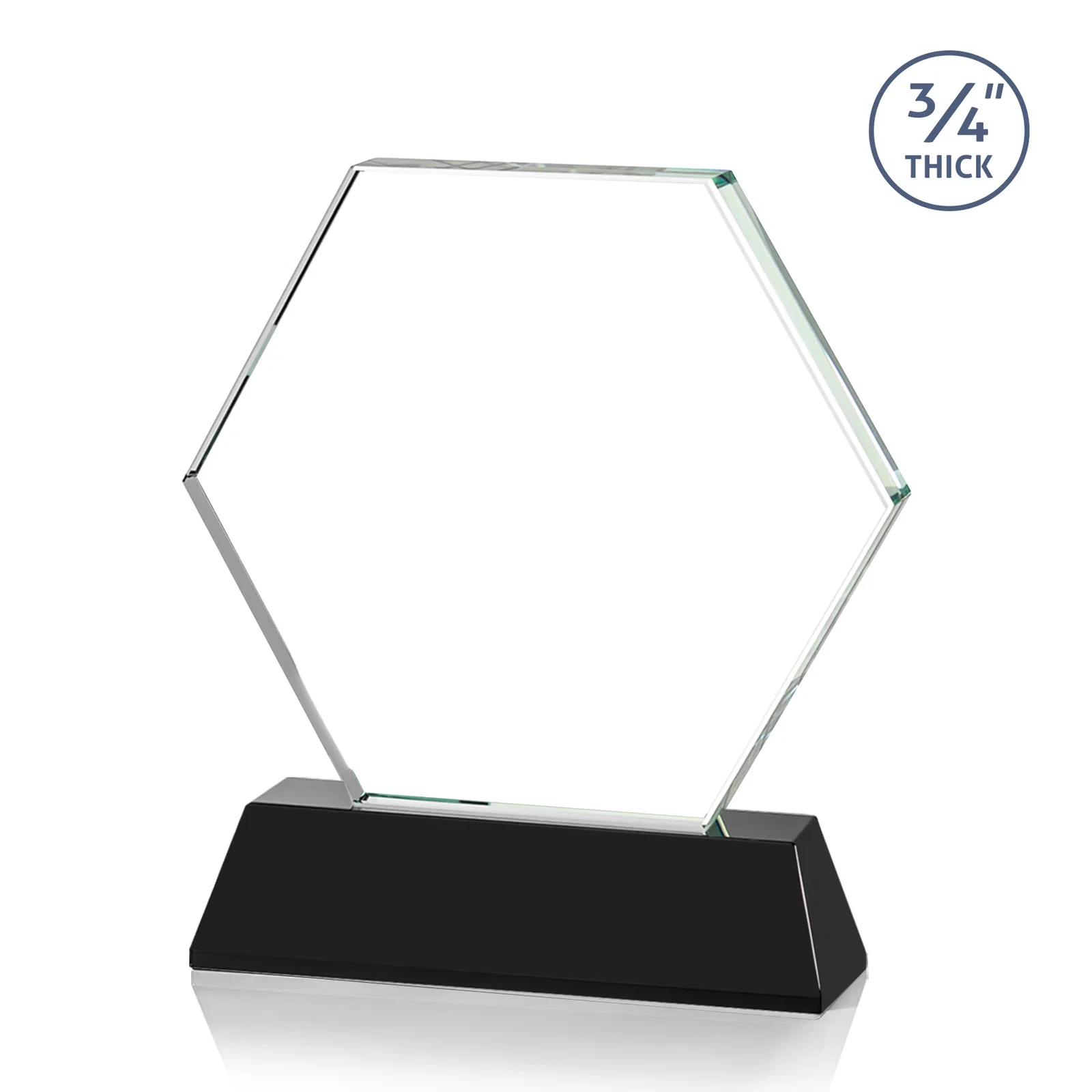 Personalized Optical Crystal Hexagon Award on Tall Tapered Base, awards, with your logo for graduation ceremonies