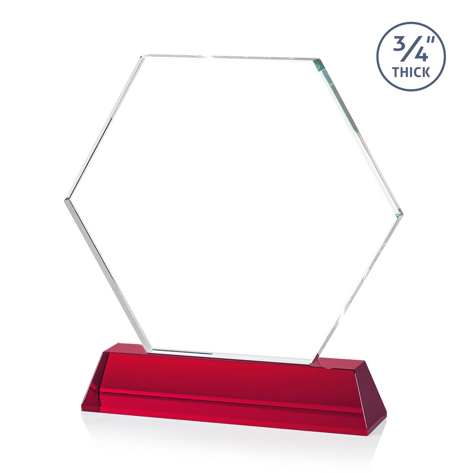 Personalized Optical Crystal Hexagon Award on Tall Tapered Base, awards, with your logo for company anniversary events