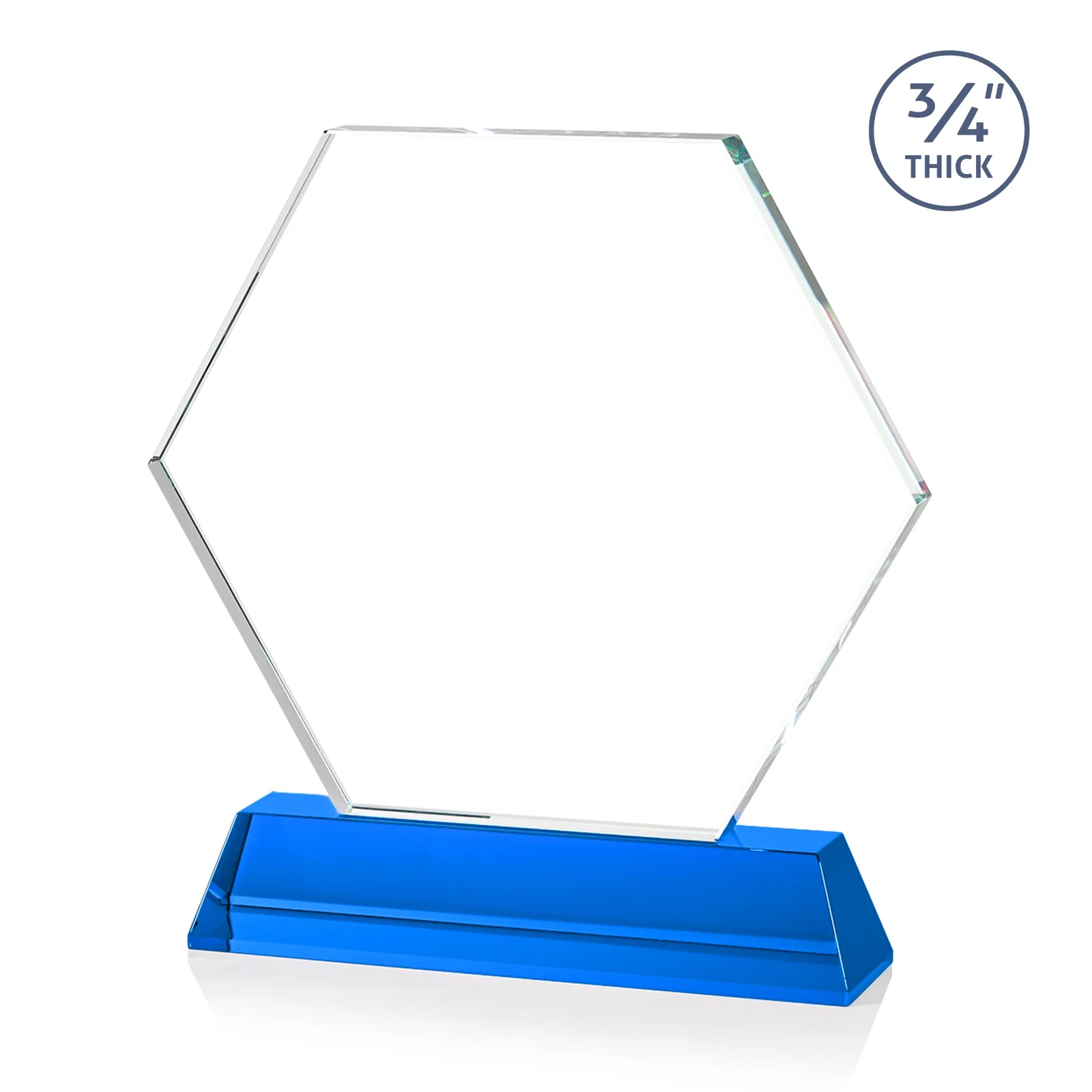 Promotional Optical Crystal Hexagon Award on Tall Tapered Base, awards, with your logo for corporate award ceremonies