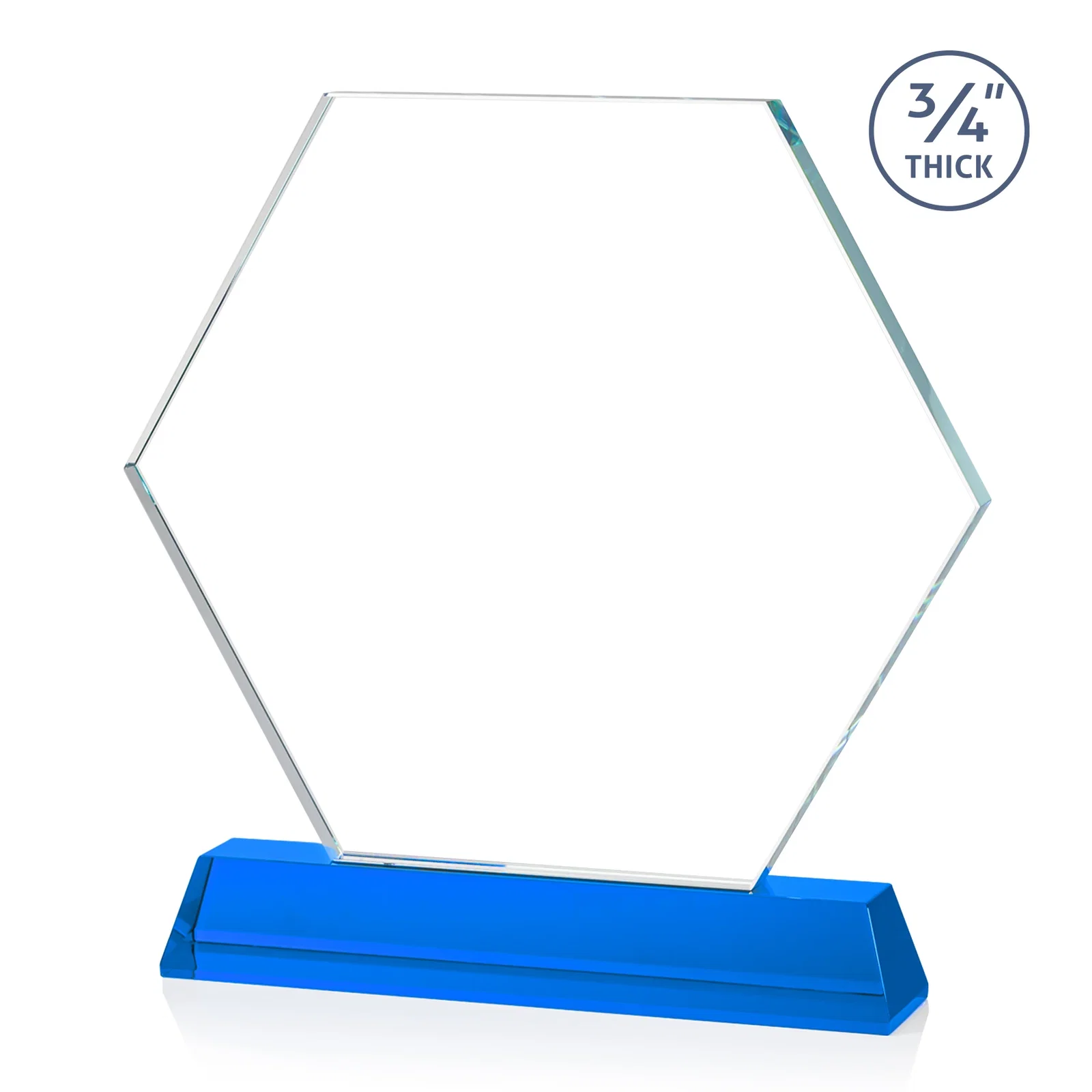 Promotional Optical Crystal Hexagon Award on Tall Tapered Base, awards, with your logo for service anniversary gifts