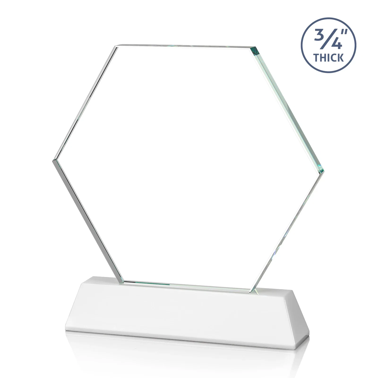 Promotional Optical Crystal Hexagon Award on Tall Tapered Base, awards, with your logo for sales achievement awards