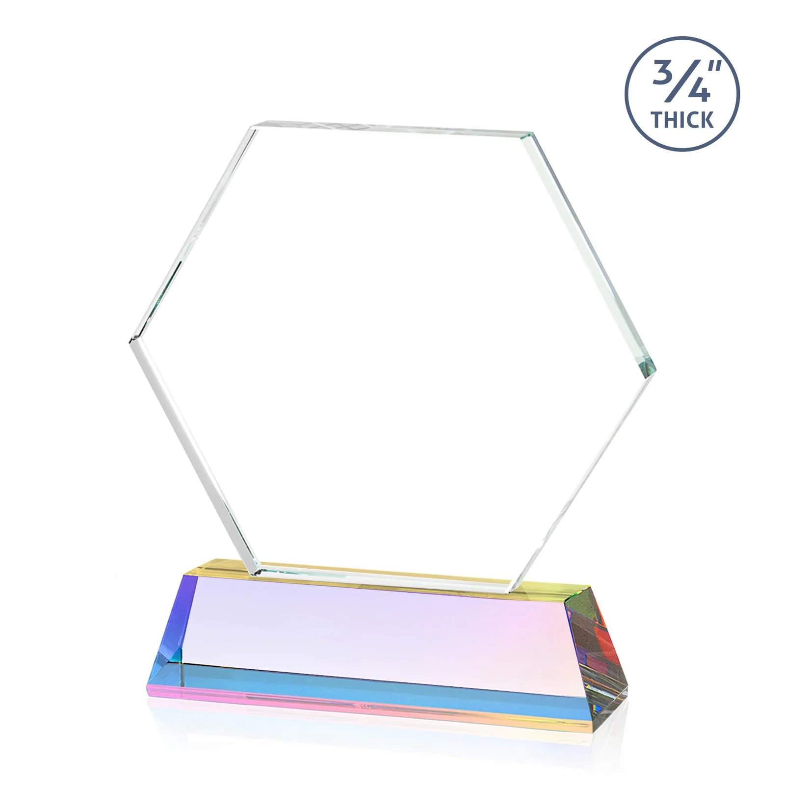 Promotional Optical Crystal Hexagon Award on Tall Tapered Base, awards, with your logo for retirement presentations