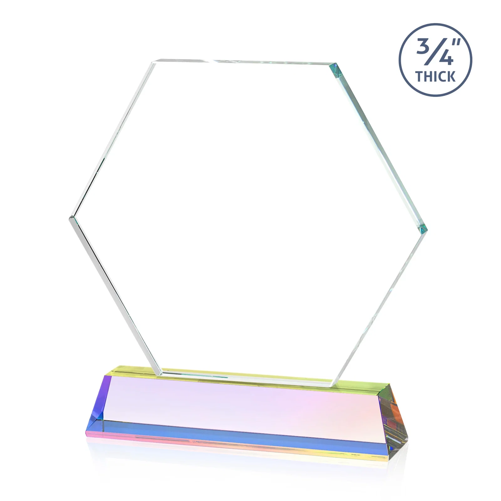 Promotional Optical Crystal Hexagon Award on Tall Tapered Base, awards, with your logo for team milestone celebrations