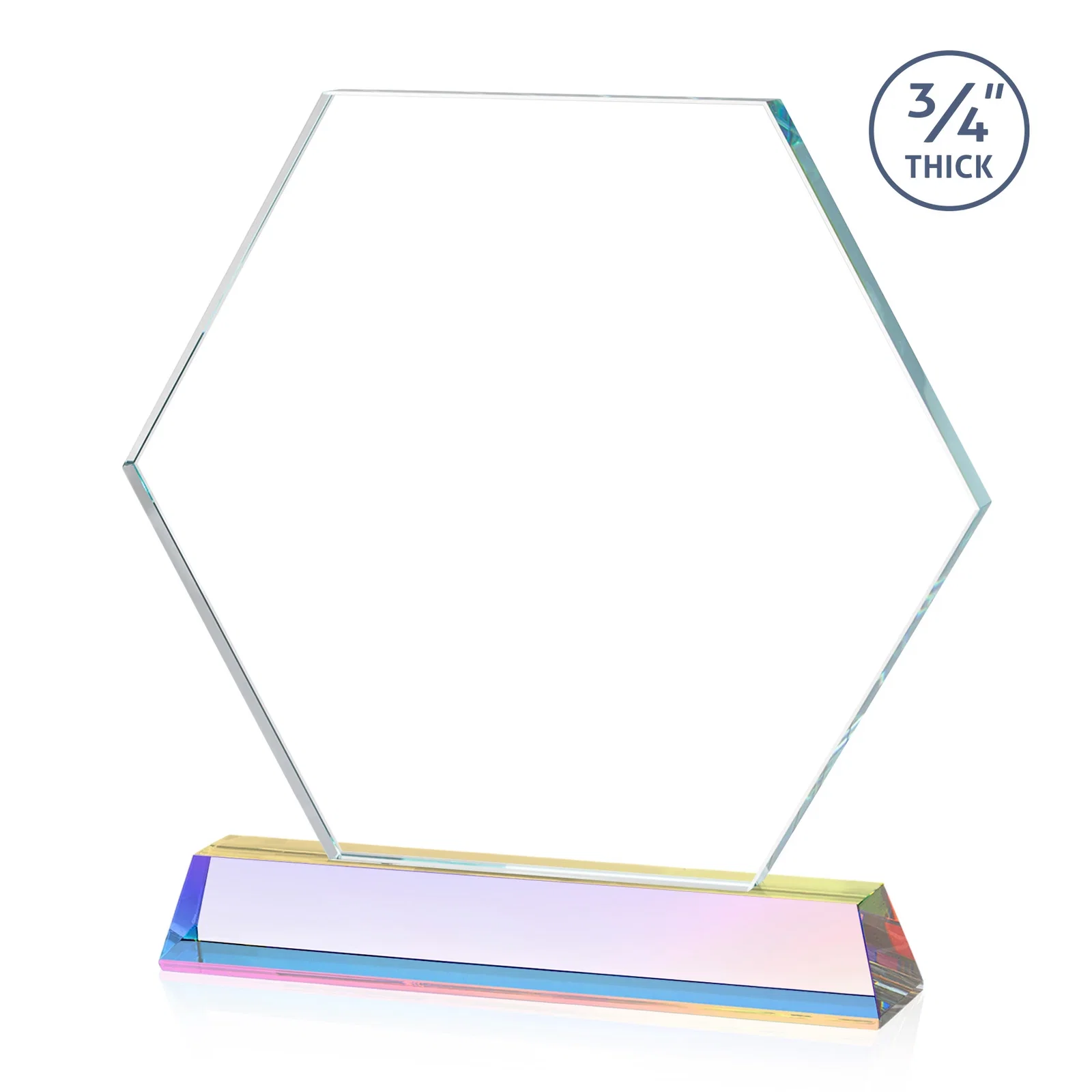 Promotional Optical Crystal Hexagon Award on Tall Tapered Base, awards, with your logo for donor appreciation